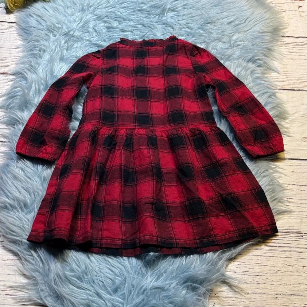 Baby GAP Red and Black Plaid Long-Sleeve Girl's Dress sz 3 years
